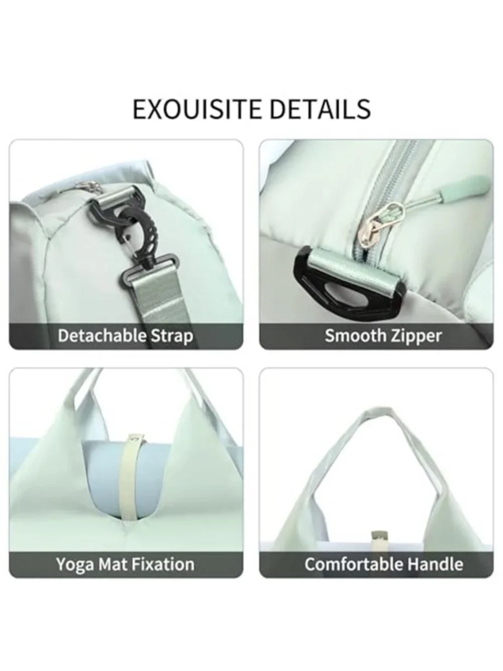 Women's Large Yoga Gym Bag | Mat Holder Shoe Compartment Workout Tote